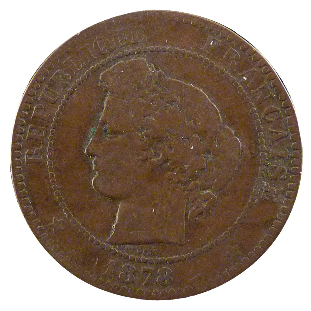 Coin, France, Cérès, 10 Centimes, 1878, Paris, VF(20-25), Bronze, Gadoury:265a