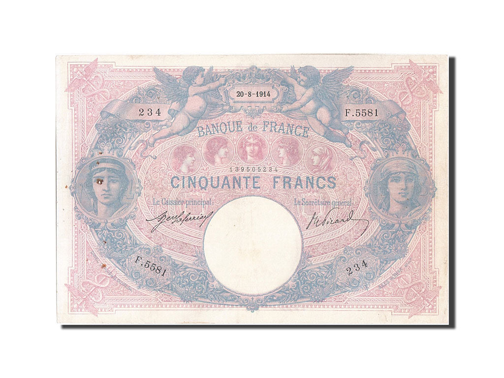 Biljet, Frankrijk, 50 Francs, 50 F 1889-1927 ''Bleu et Rose'', 1914, TB+