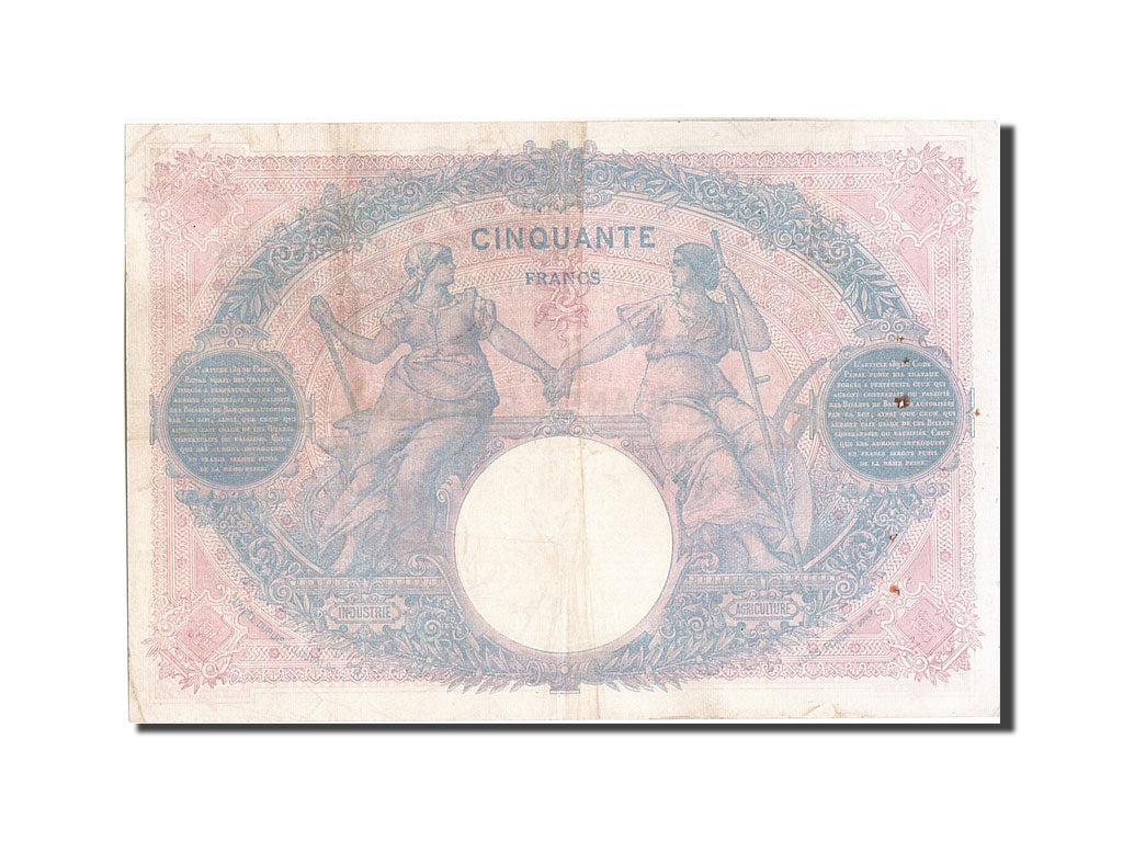 Biljet, Frankrijk, 50 Francs, 50 F 1889-1927 ''Bleu et Rose'', 1914, TB+