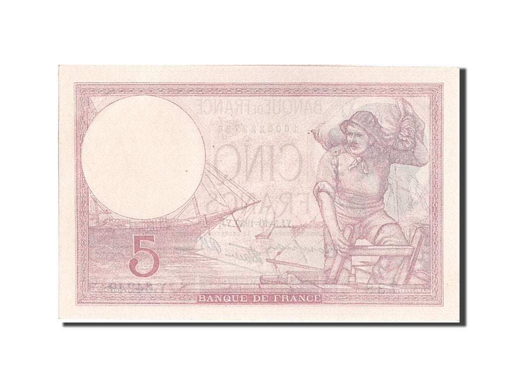 Billete, Francia, 5 Francs, 5 F 1917-1940 ''Violet'', 1939, 1939-10-05, UNC