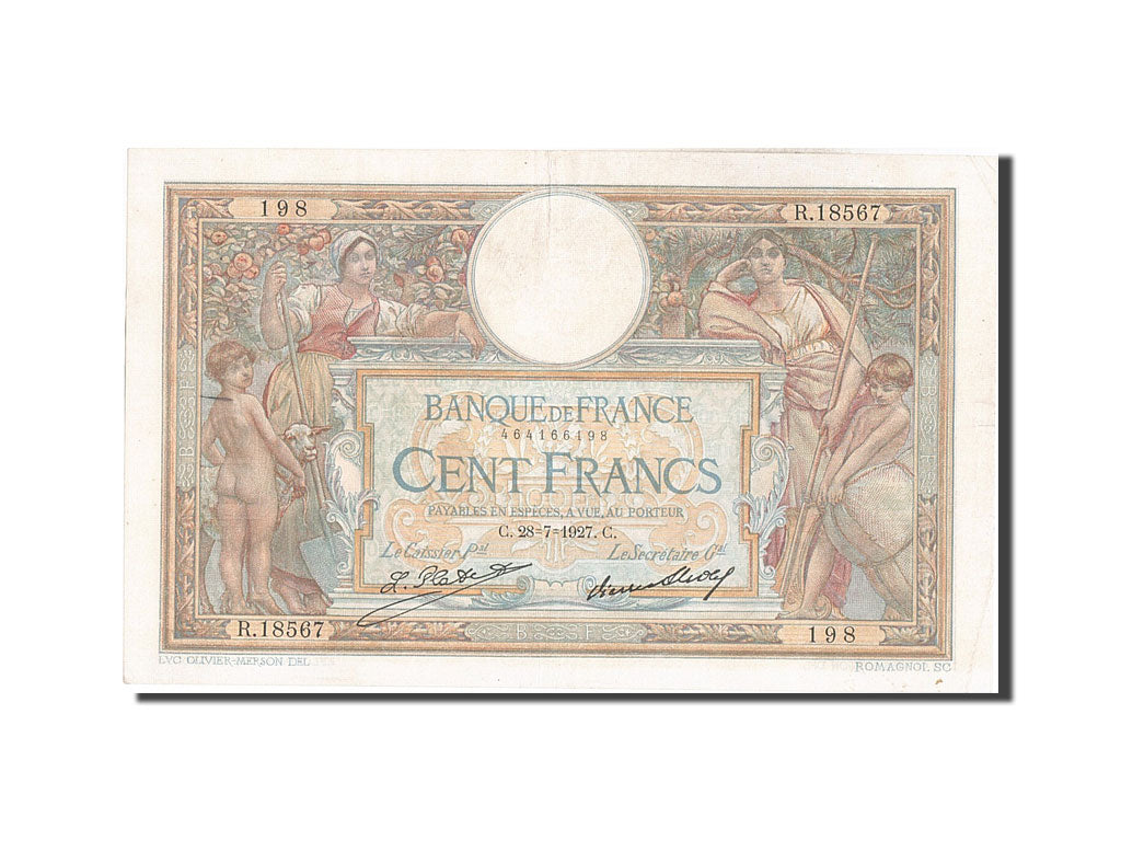 Geldschein, Frankreich, 100 Francs, 100 F 1908-1939 ''Luc Olivier Merson''