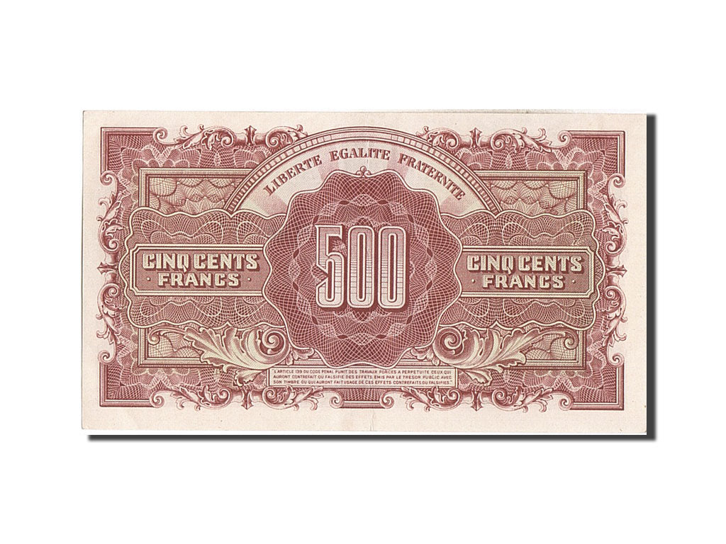 Banknote, France, 500 Francs, 1943-1945 Marianne, 1945, UNC(60-62)
