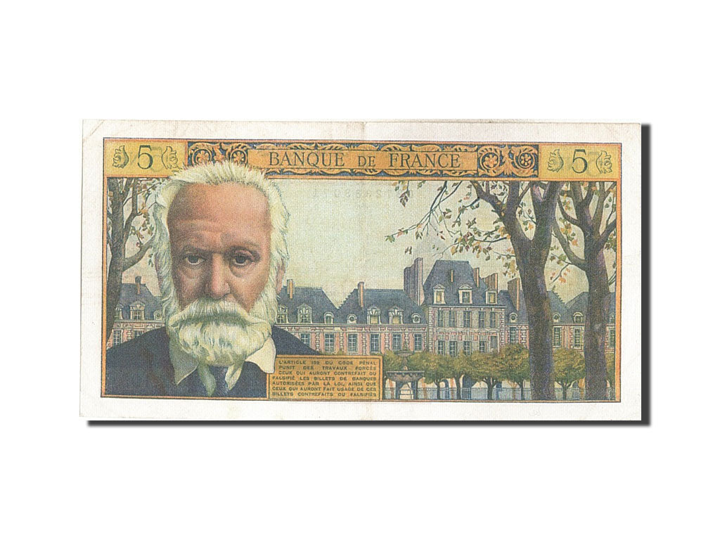 Biljet, Frankrijk, 5 Nouveaux Francs, 5 NF 1959-1965 ''Victor Hugo'', 1963