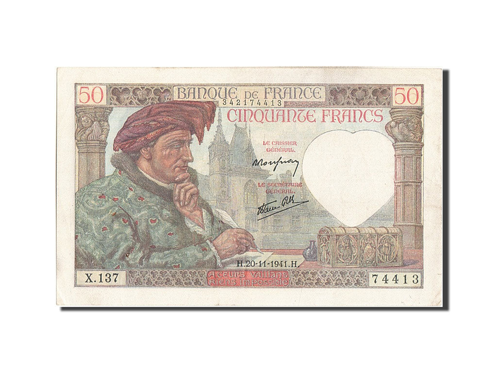 Banconote, Francia, 50 Francs, 50 F 1940-1942 ''Jacques Coeur'', 1941