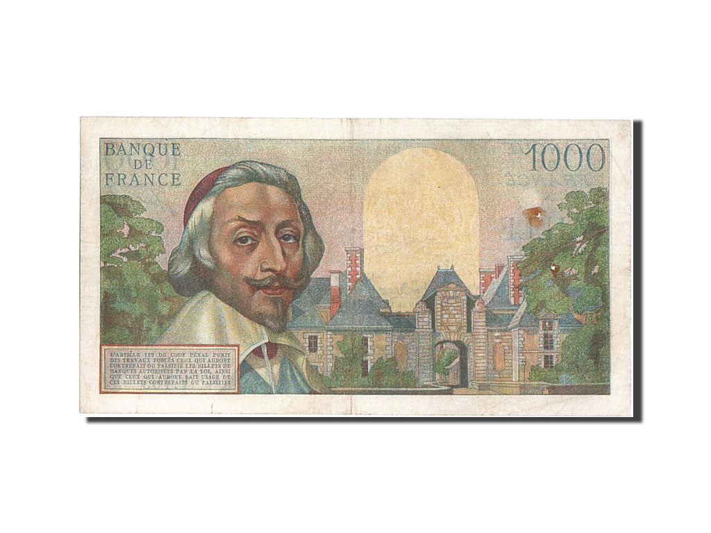 Billete, Francia, 1000 Francs, 1 000 F 1953-1957 ''Richelieu'', 1955