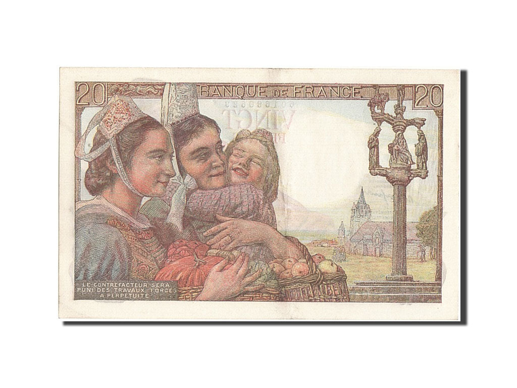 Banknote, France, 20 Francs, 20 F 1942-1950 ''Pêcheur'', 1950, 1950-02-09