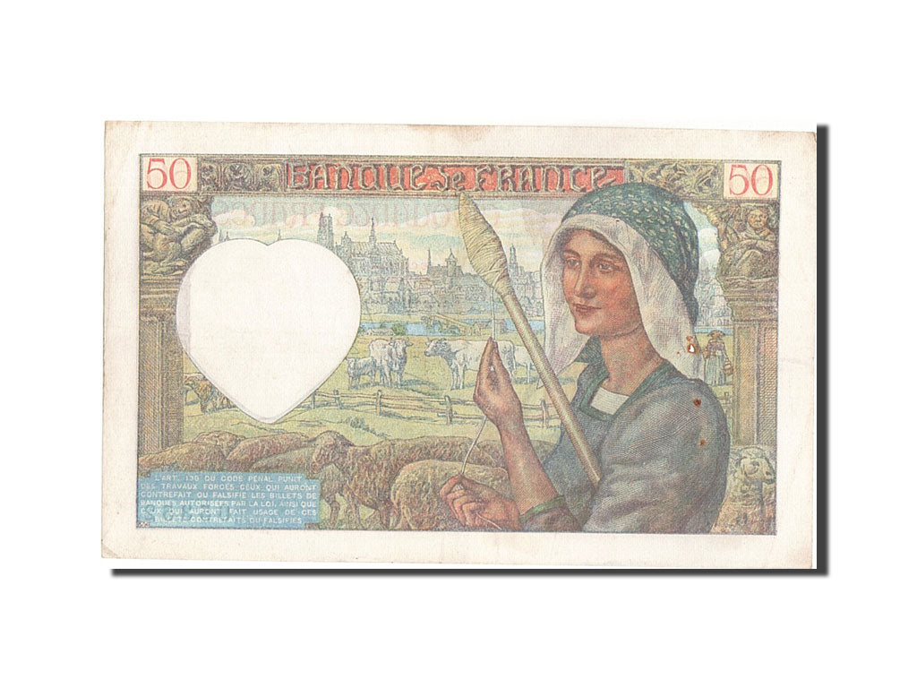 Banknot, Francja, 50 Francs, Jacques Coeur, 1940, 1940-12-05, EF(40-45)