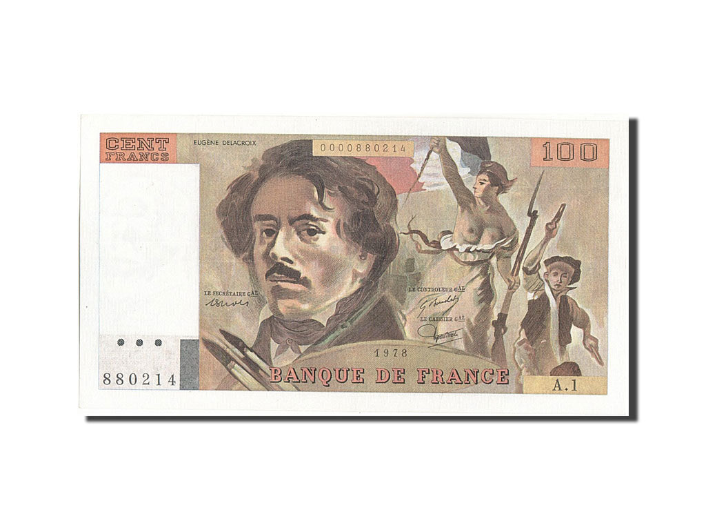 Biljet, Frankrijk, 100 Francs, 100 F 1978-1995 ''Delacroix'', 1978, SUP