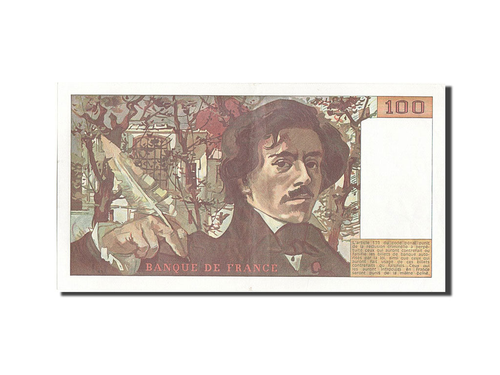 Banknot, Francja, 100 Francs, Delacroix, 1978, AU(55-58), Fayette:68.1