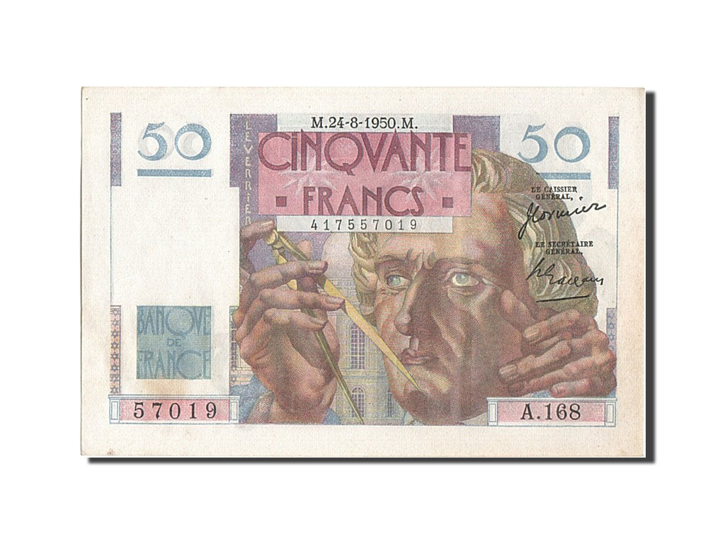 Geldschein, Frankreich, 50 Francs, 50 F 1946-1951 ''Le Verrier'', 1950