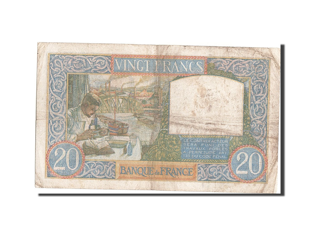 Banknote, France, 20 Francs, 20 F 1939-1942 ''Science et Travail'', 1940