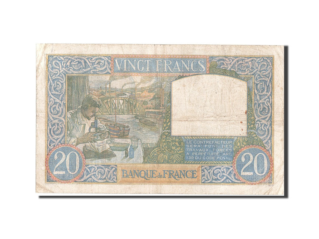 Billete, Francia, 20 Francs, 20 F 1939-1942 ''Science et Travail'', 1941