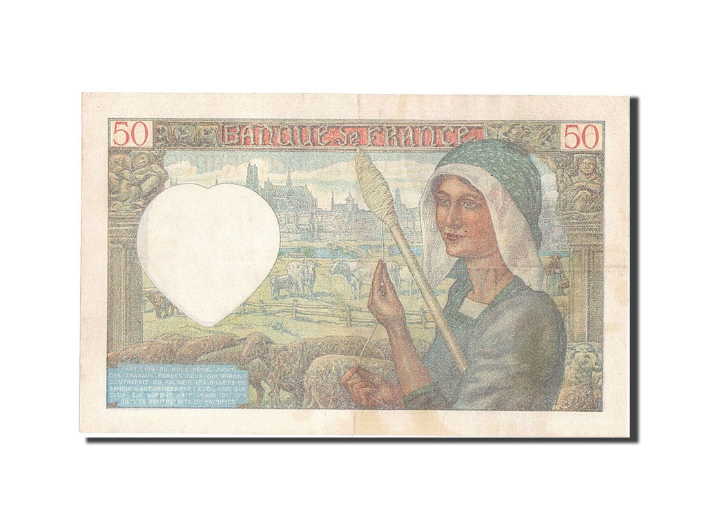 Geldschein, Frankreich, 50 Francs, 50 F 1940-1942 ''Jacques Coeur'', 1941