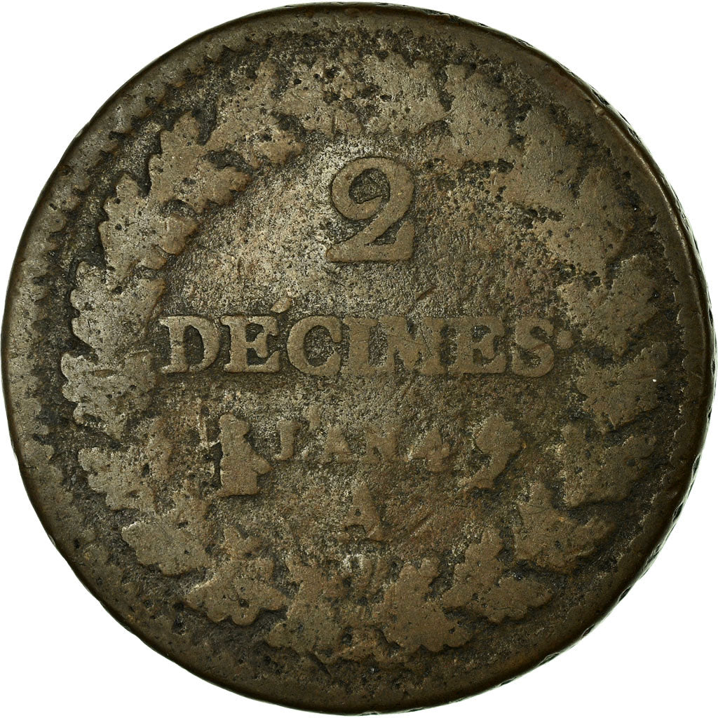 Coin, France, Dupré, 2 Décimes, 1796, Paris, VF(20-25), Bronze, Gadoury:300