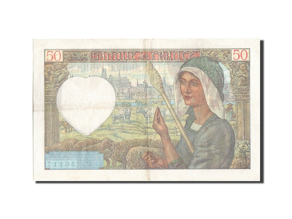 Banknot, Francja, 50 Francs, Jacques Coeur, 1942, 1942-02-05, AU(50-53)