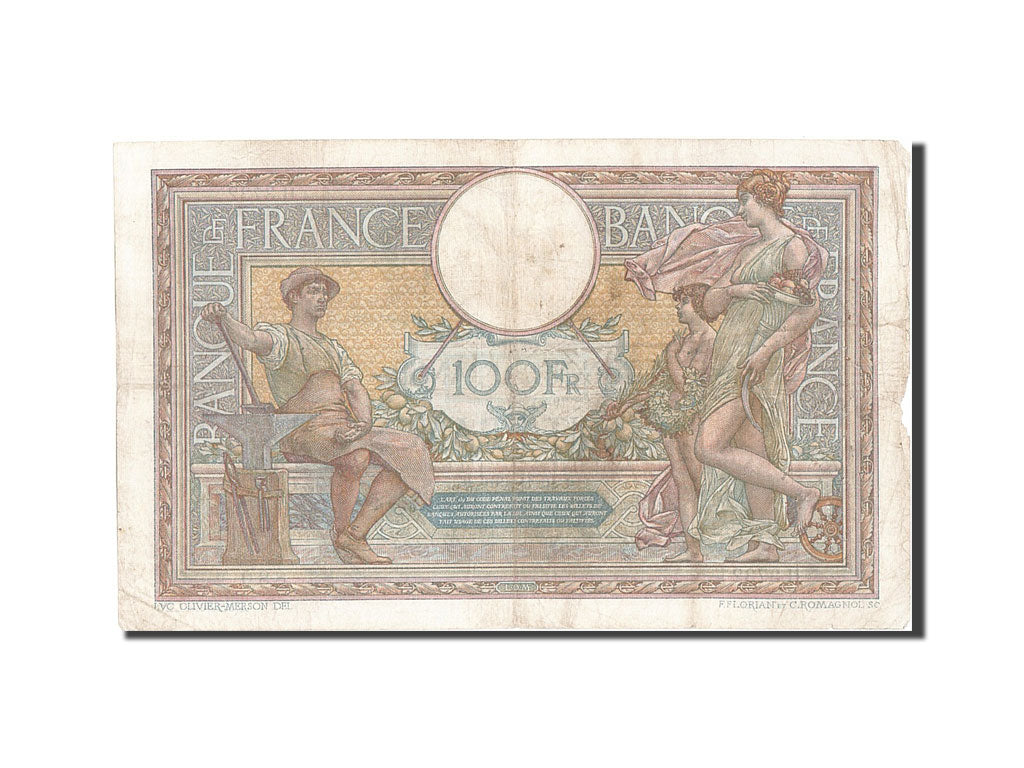 Biljet, Frankrijk, 100 Francs, 100 F 1908-1939 ''Luc Olivier Merson'', 1916