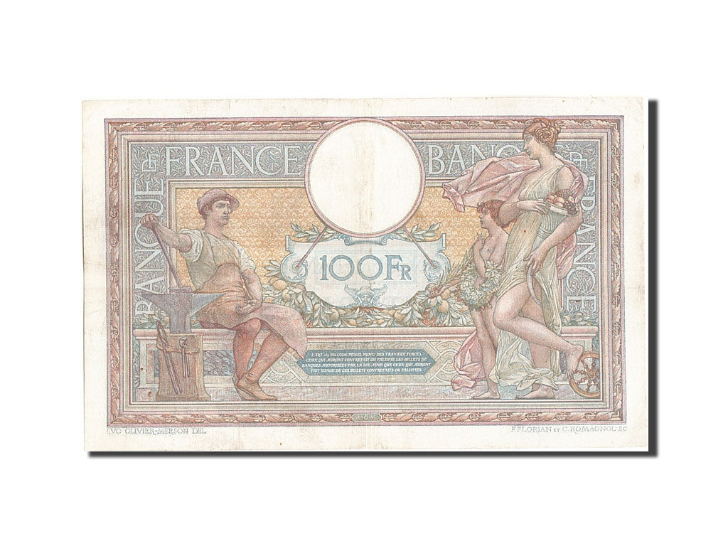 Banknot, Francja, 100 Francs, Luc Olivier Merson, 1916, 1916-03-02, EF(40-45)