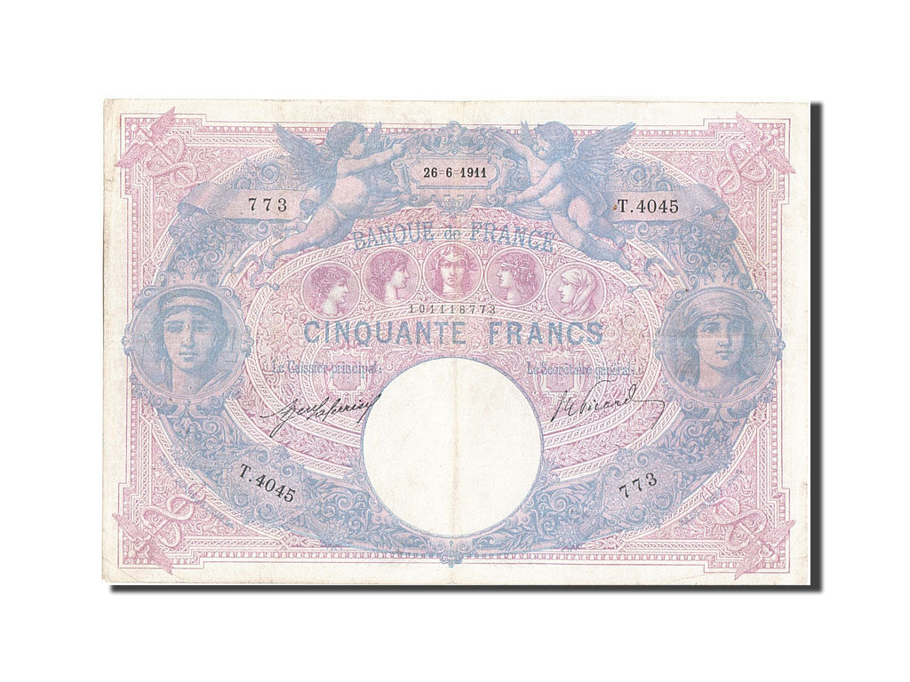 Biljet, Frankrijk, 50 Francs, 50 F 1889-1927 ''Bleu et Rose'', 1911, 1911-10-06