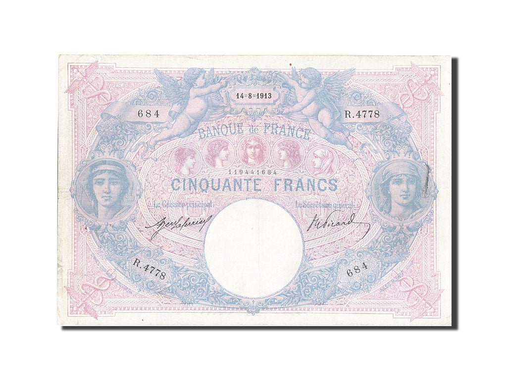 Biljet, Frankrijk, 50 Francs, 50 F 1889-1927 ''Bleu et Rose'', 1913, TTB+