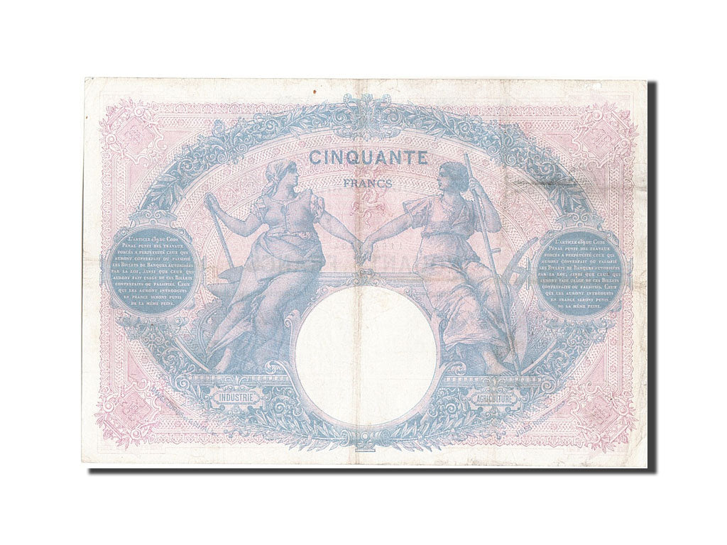 Biljet, Frankrijk, 50 Francs, 50 F 1889-1927 ''Bleu et Rose'', 1913, TTB+