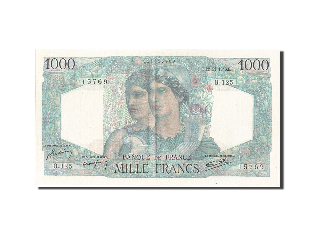 Banconote, Francia, 1000 Francs, 1 000 F 1945-1950 ''Minerve et Hercule'', 1945