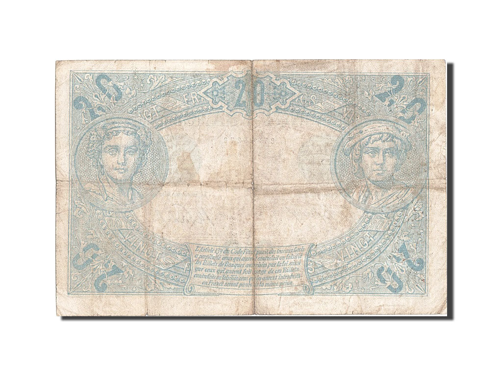Banconote, Francia, 20 Francs, 20 F 1905-1913 ''Bleu'', 1912, 1912-02-01, BB