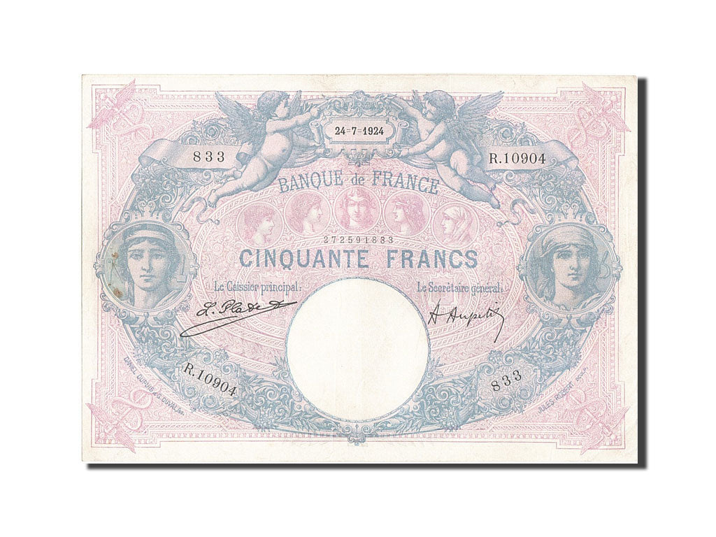 Banknote, France, 50 Francs, 50 F 1889-1927 ''Bleu et Rose'', 1924, 1924-07-24