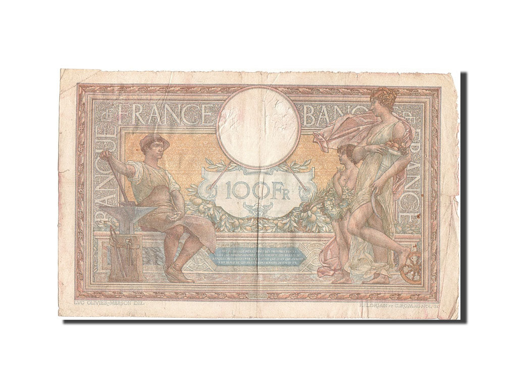 Billete, Francia, 100 Francs, 100 F 1908-1939 ''Luc Olivier Merson'', 1939