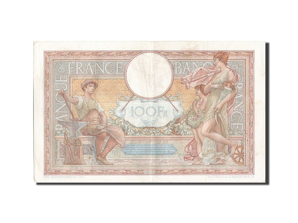 Billete, Francia, 100 Francs, 100 F 1908-1939 ''Luc Olivier Merson'', 1938