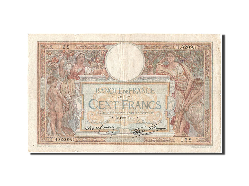 Billet, France, 100 Francs, 100 F 1908-1939 ''Luc Olivier Merson'', 1938