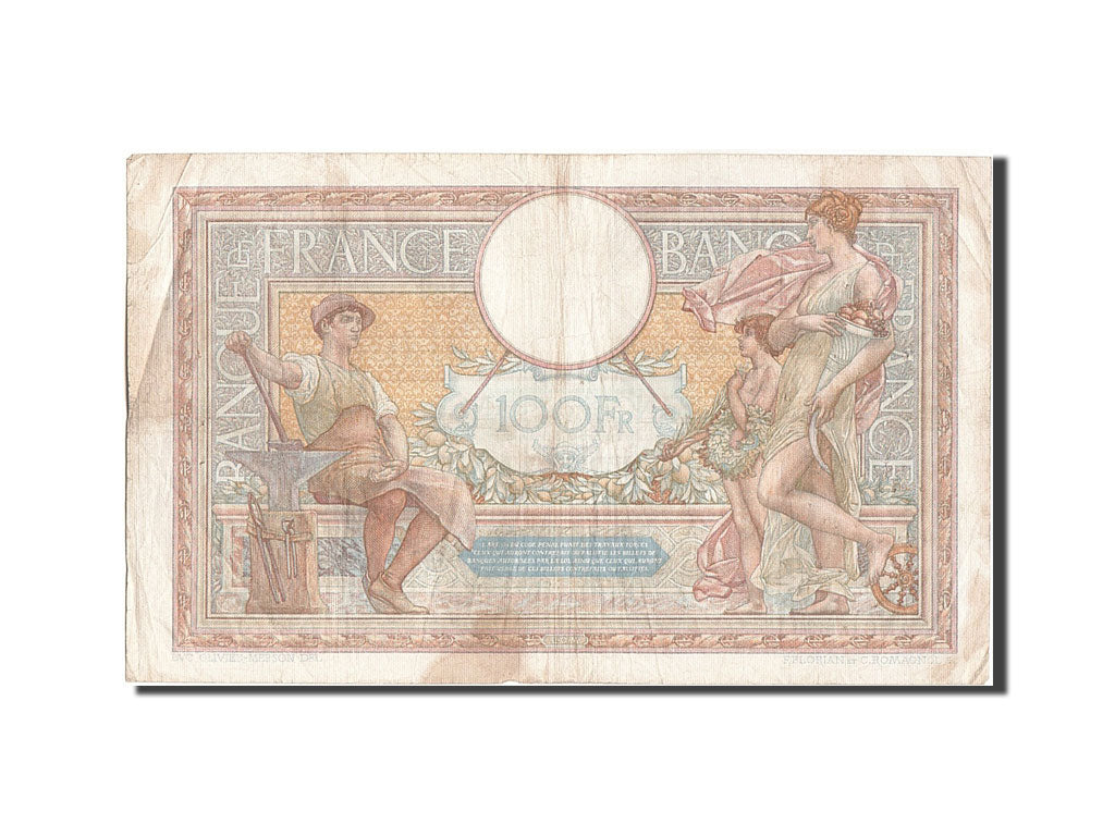 Biljet, Frankrijk, 100 Francs, 100 F 1908-1939 ''Luc Olivier Merson'', 1938