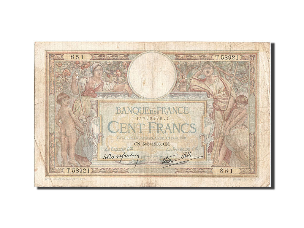 Geldschein, Frankreich, 100 Francs, 100 F 1908-1939 ''Luc Olivier Merson''