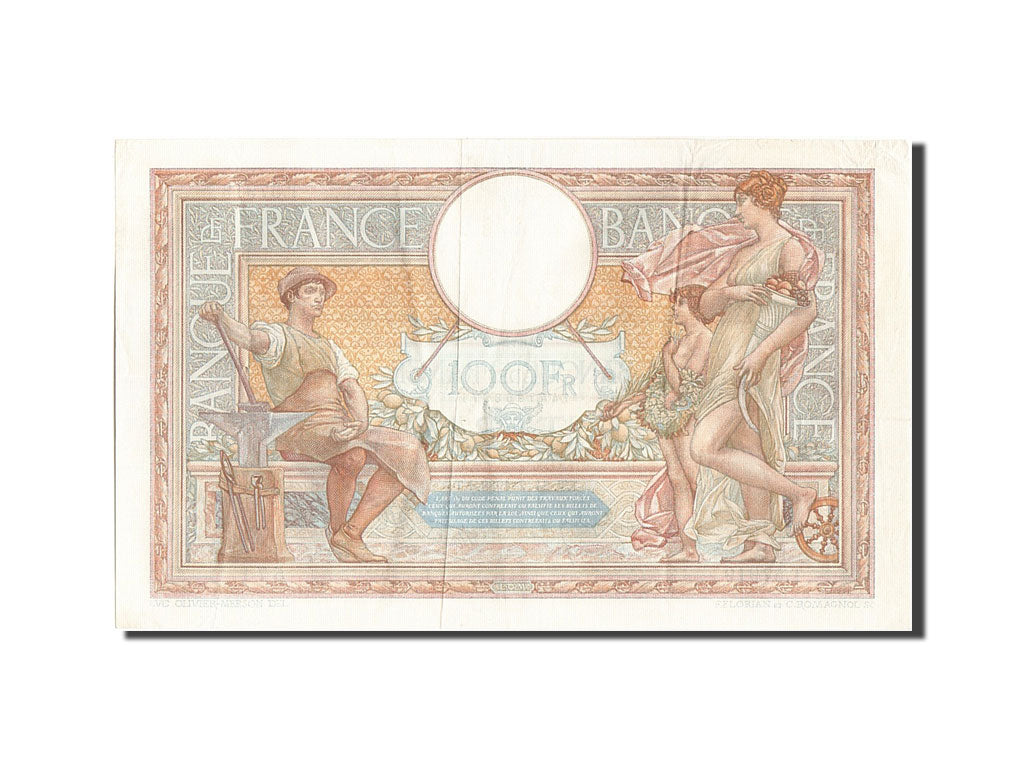 Billete, Francia, 100 Francs, 100 F 1908-1939 ''Luc Olivier Merson'', 1938
