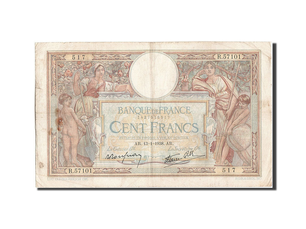 Geldschein, Frankreich, 100 Francs, 100 F 1908-1939 ''Luc Olivier Merson''