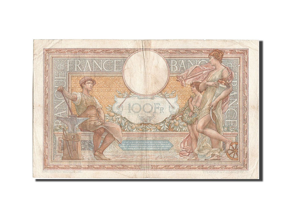 Banknot, Francja, 100 Francs, Luc Olivier Merson, 1937, 1937-12-30, VF(20-25)