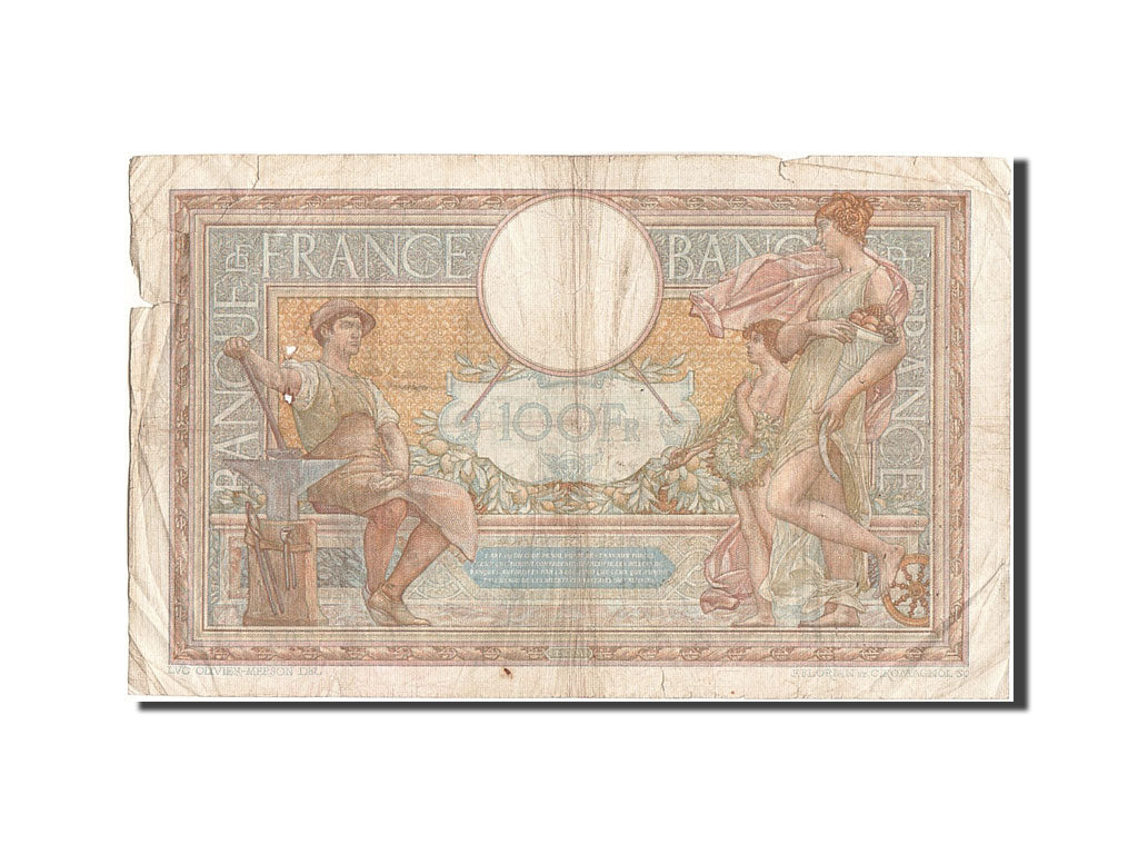 Billete, Francia, 100 Francs, 100 F 1908-1939 ''Luc Olivier Merson'', 1937