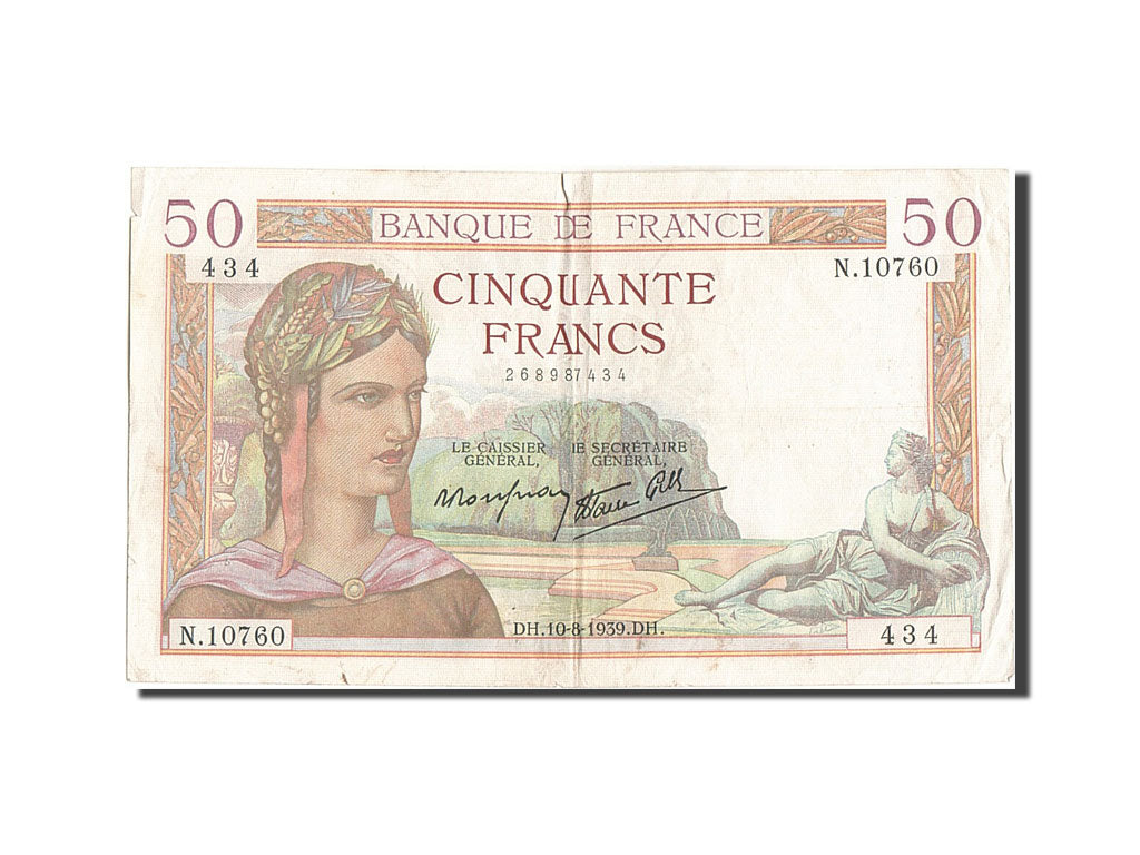 Biljet, Frankrijk, 50 Francs, 50 F 1934-1940 ''Cérès'', 1939, TB+