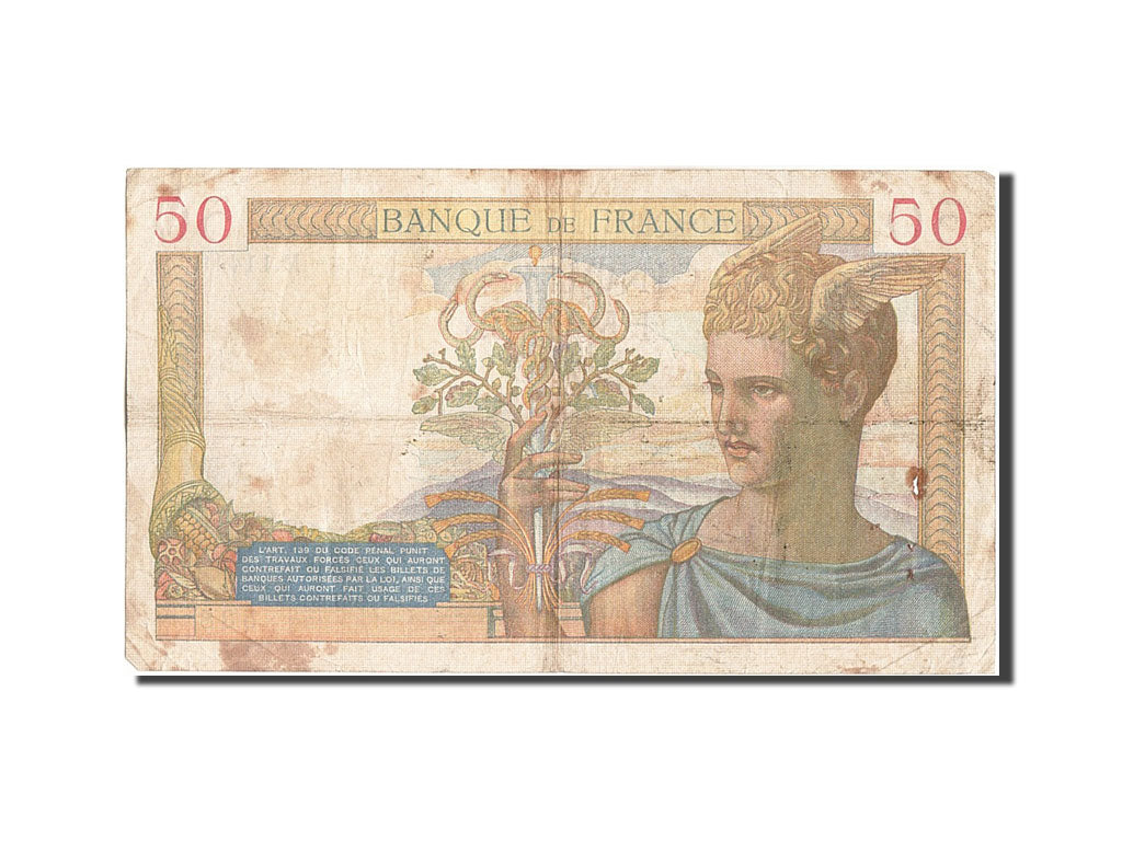Geldschein, Frankreich, 50 Francs, 50 F 1934-1940 ''Cérès'', 1939, 1939-11-09