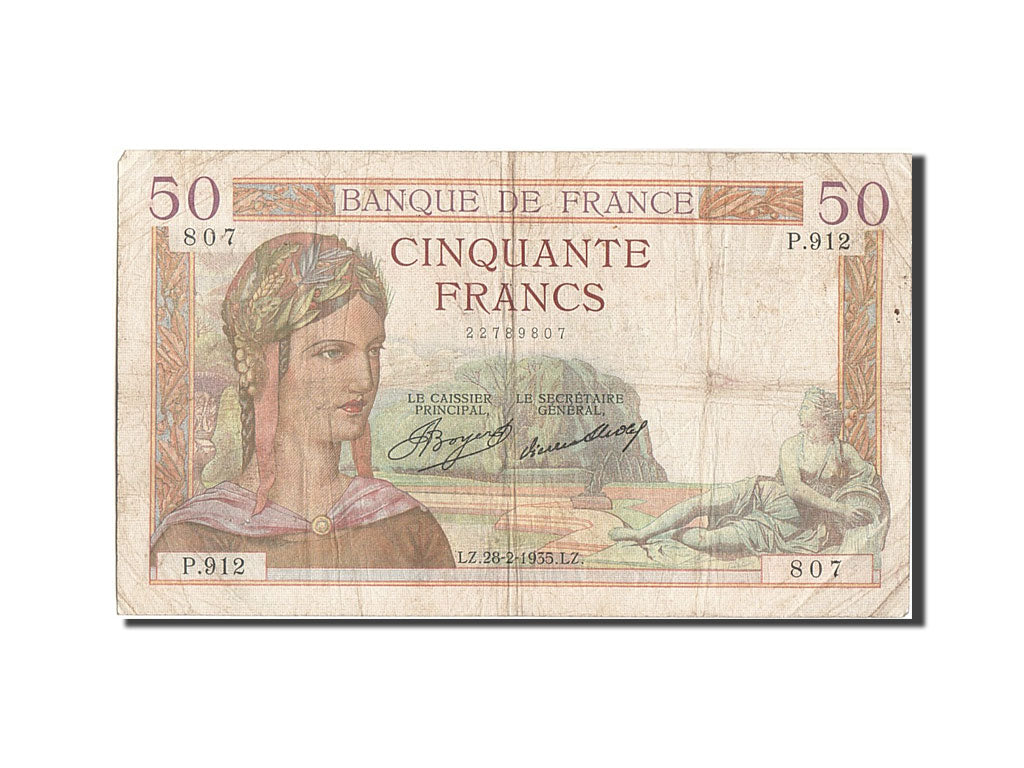 Banconote, Francia, 50 Francs, 50 F 1934-1940 ''Cérès'', 1935, 1935-02-28, MB