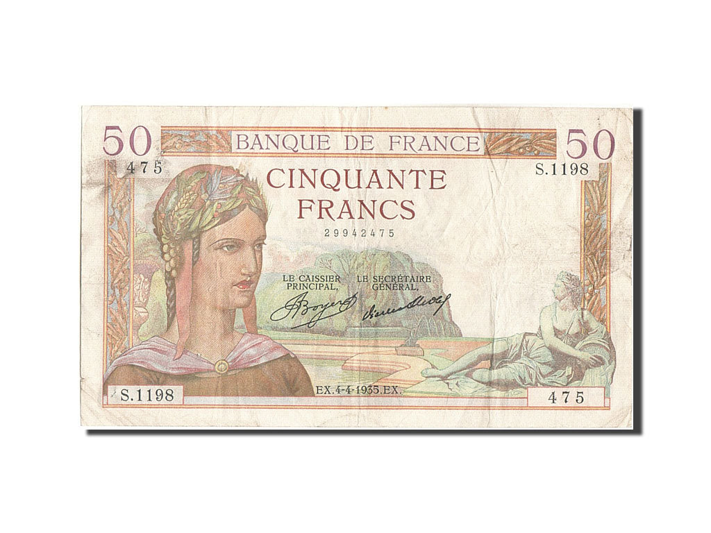 Biljet, Frankrijk, 50 Francs, 50 F 1934-1940 ''Cérès'', 1935, 1935-04-04, TB+