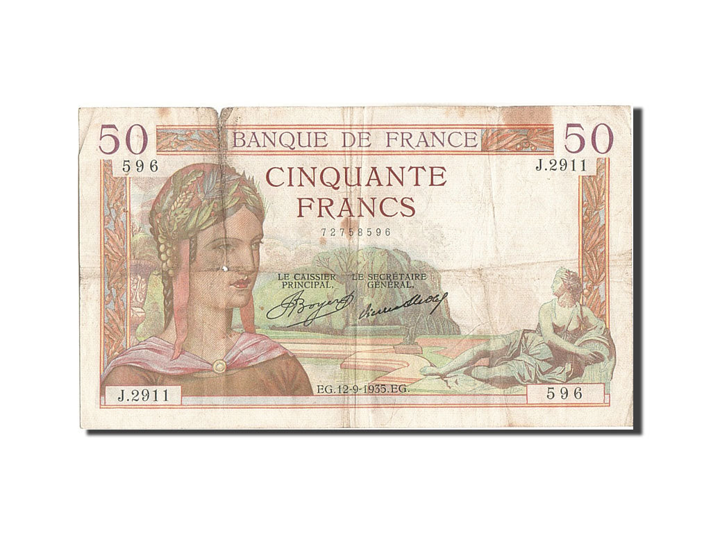 Banknote, France, 50 Francs, 50 F 1934-1940 ''Cérès'', 1935, 1935-09-12
