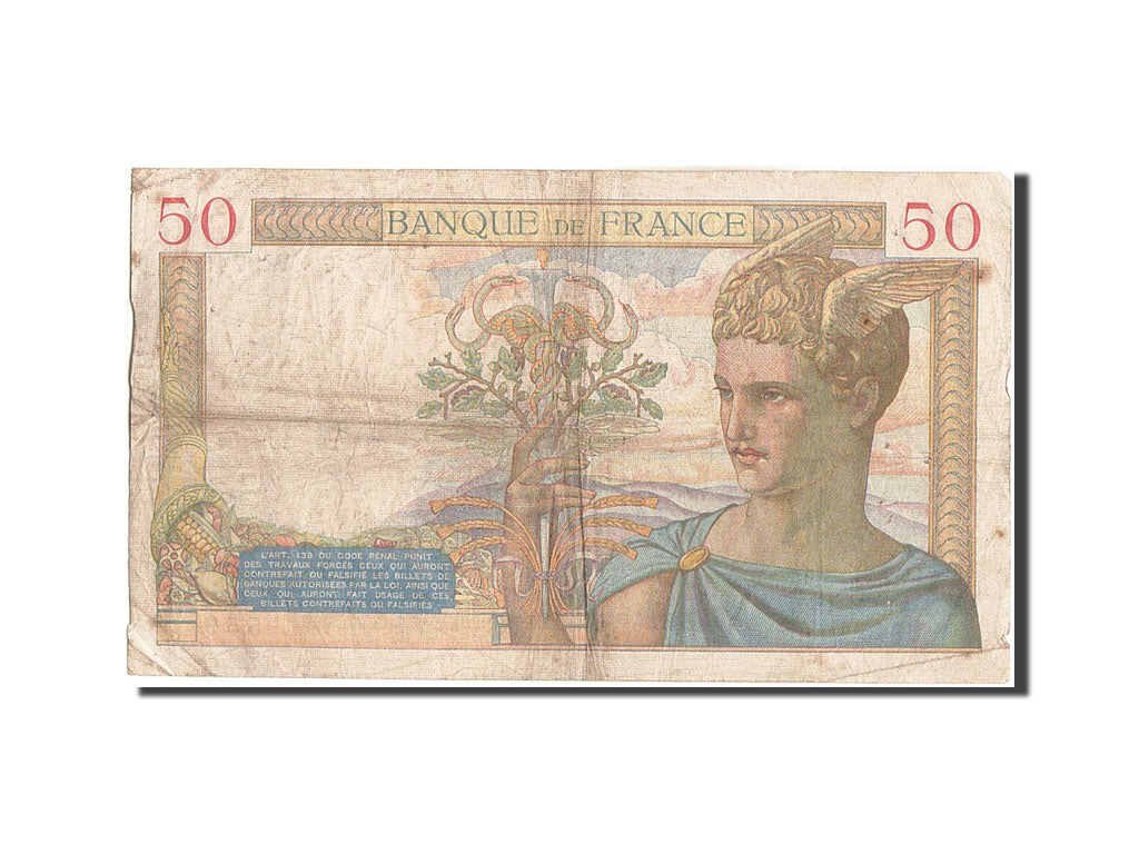 Banconote, Francia, 50 Francs, 50 F 1934-1940 ''Cérès'', 1939, 1939-02-16, MB