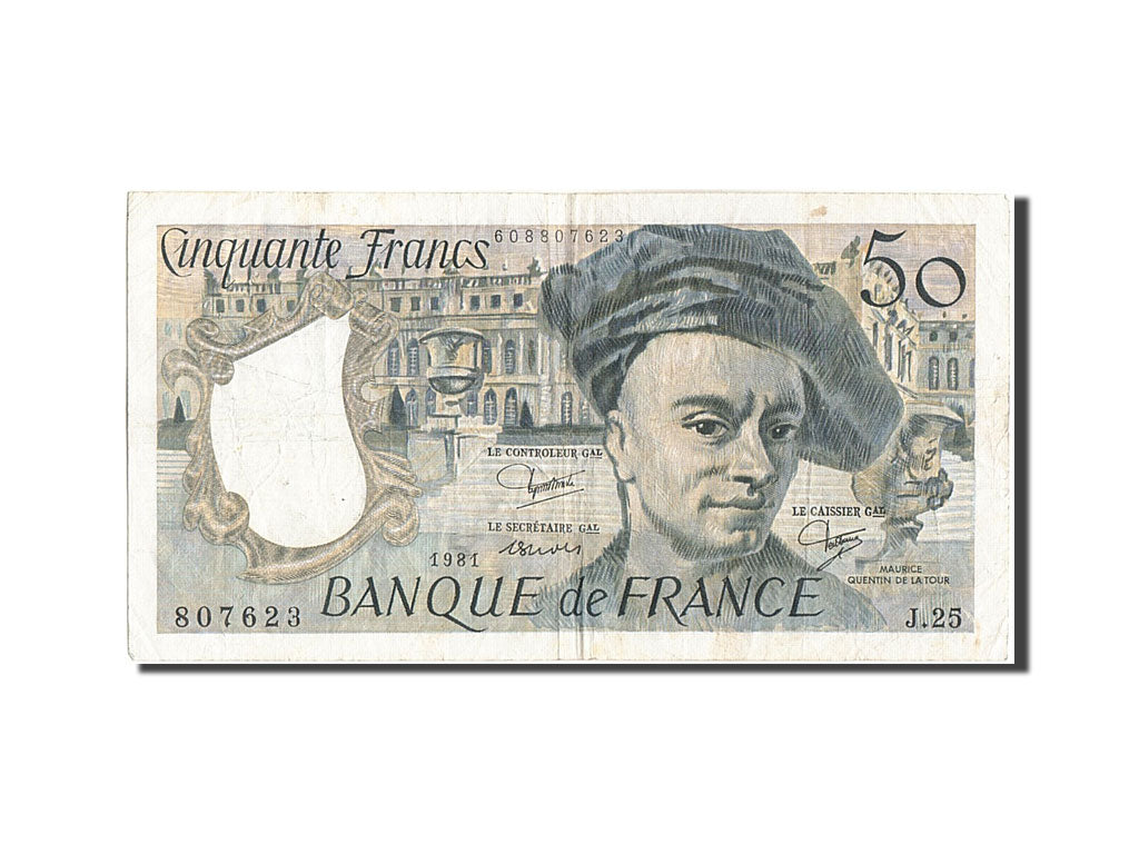 Geldschein, Frankreich, 50 Francs, 50 F 1976-1992 ''Quentin de La Tour'', 1981