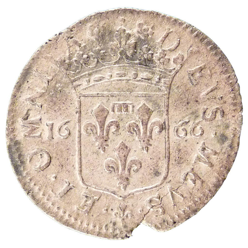 Moneta, Francia, 1/12 Ecu, 1666, BB, Rame, Boudeau:1099