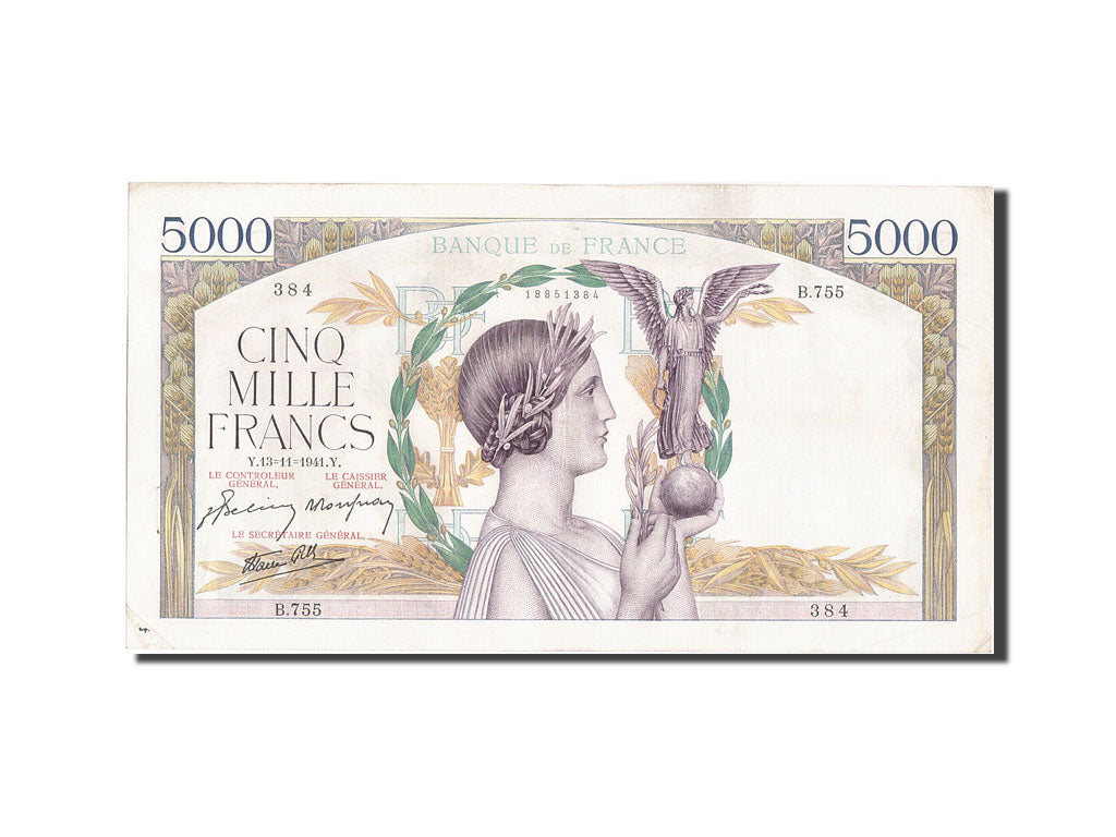Billet, France, 5000 Francs, 5 000 F 1934-1944 ''Victoire'', 1941, 1941-11-13