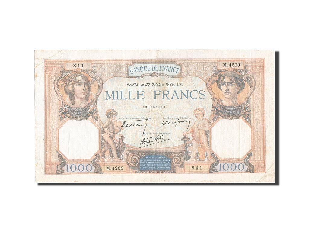 Billet, France, 1000 Francs, 1 000 F 1927-1940 ''Cérès et Mercure'', 1938