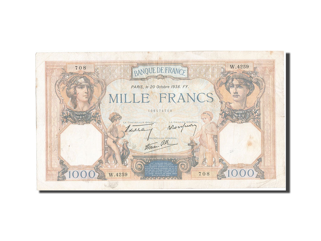 Billet, France, 1000 Francs, 1 000 F 1927-1940 ''Cérès et Mercure'', 1938