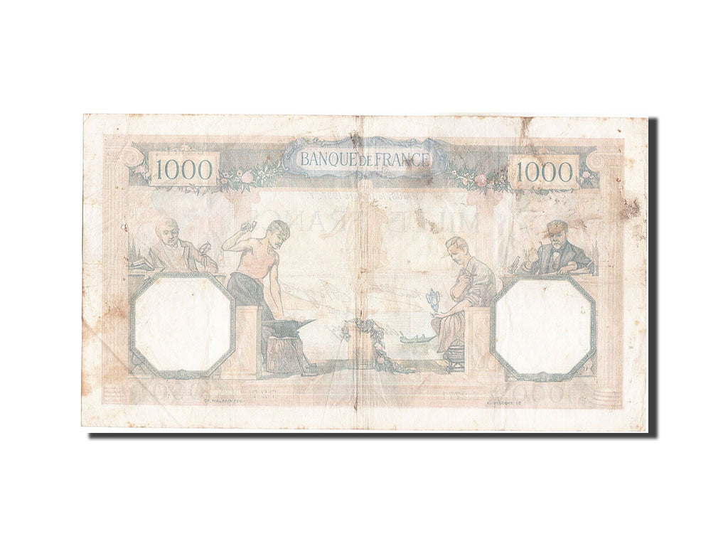 Geldschein, Frankreich, 1000 Francs, 1 000 F 1927-1940 ''Cérès et Mercure''
