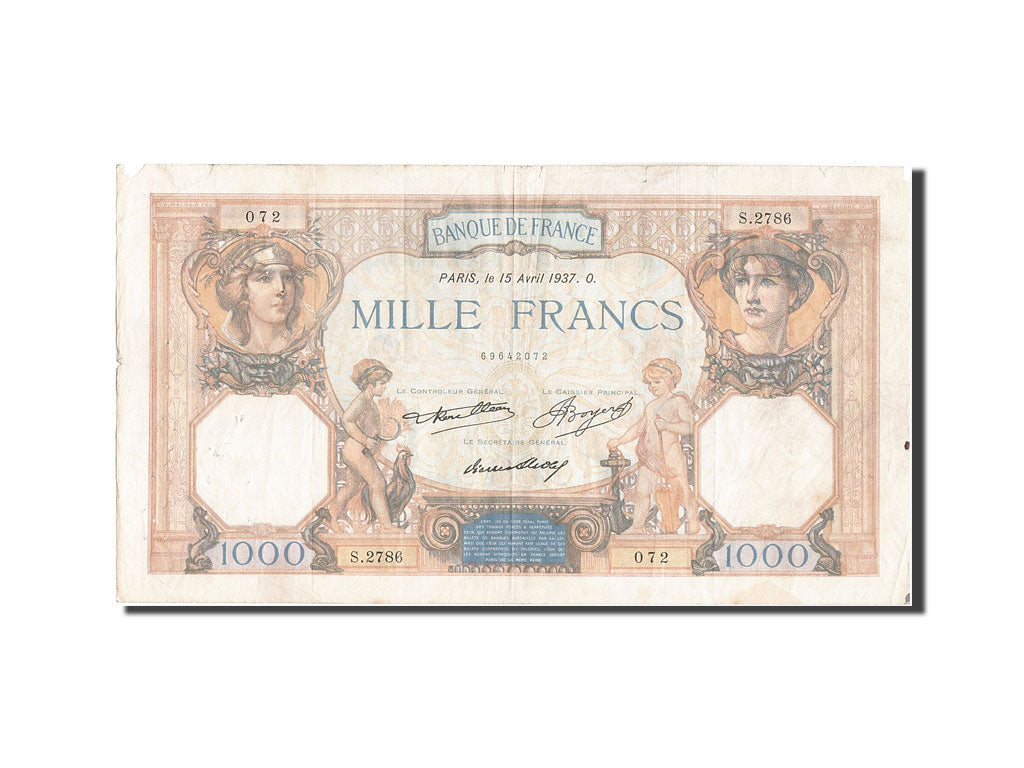 Billet, France, 1000 Francs, 1 000 F 1927-1940 ''Cérès et Mercure'', 1937