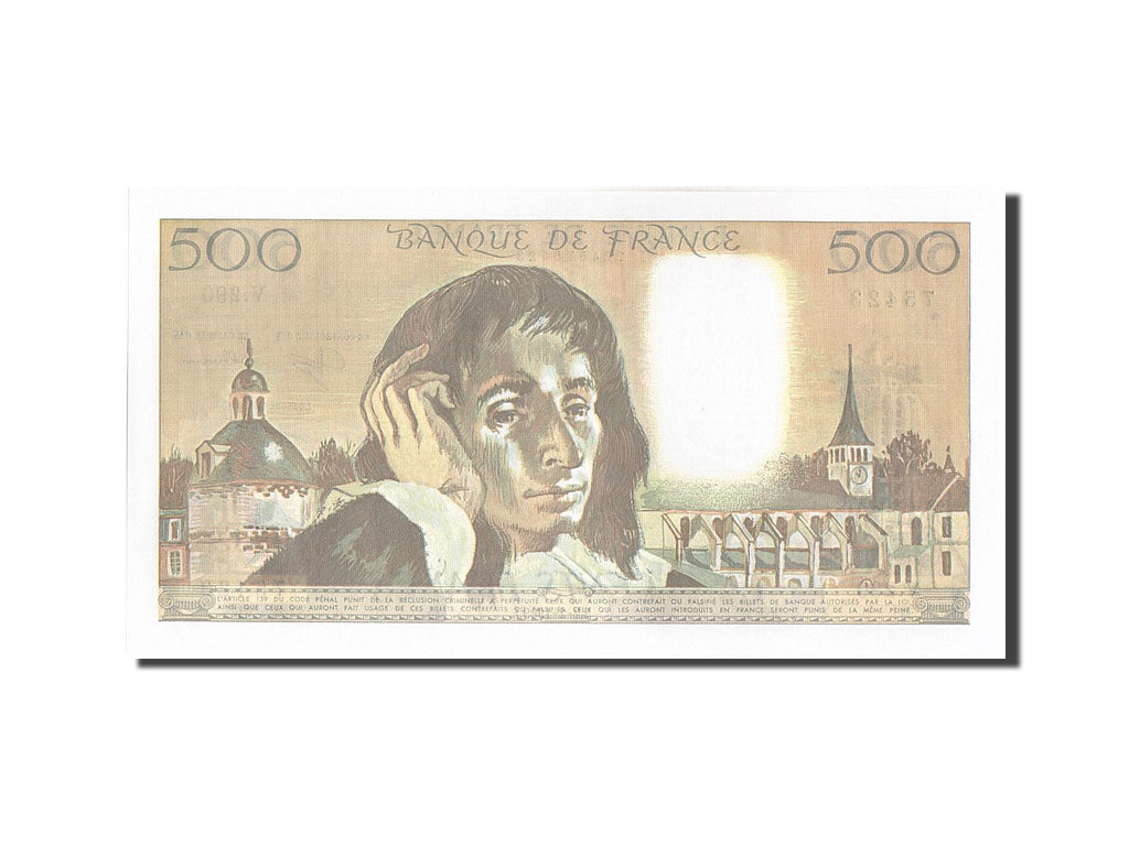 Geldschein, Frankreich, 500 Francs, 500 F 1968-1993 ''Pascal'', 1989